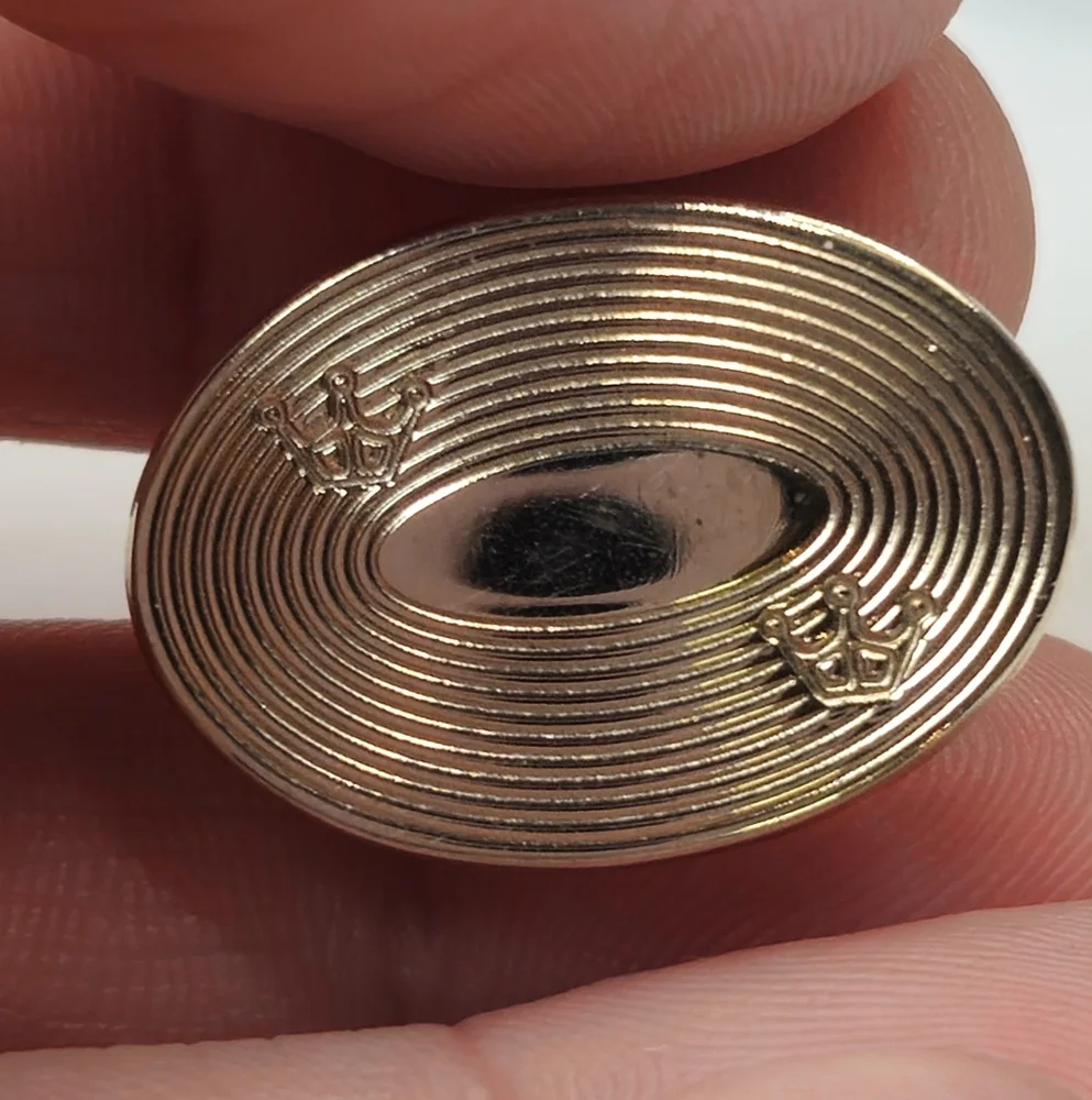 Vintage Gold Plated Oval Etched Crown Cuff Links